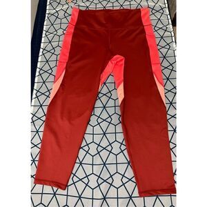 Ideology Women’s High Rise Side Pockets Colorblock 7/8 Leggings Red Pear Size XL